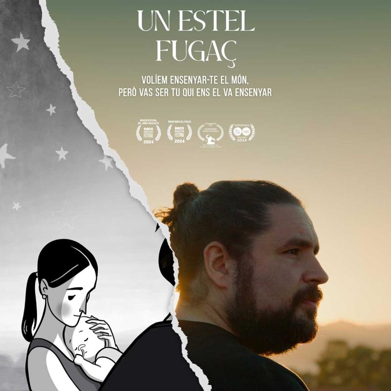 Cartel Un estel fugaç (2024) en lengua catalana del documental de Ignasi Guerrero y Arturo Méndiz